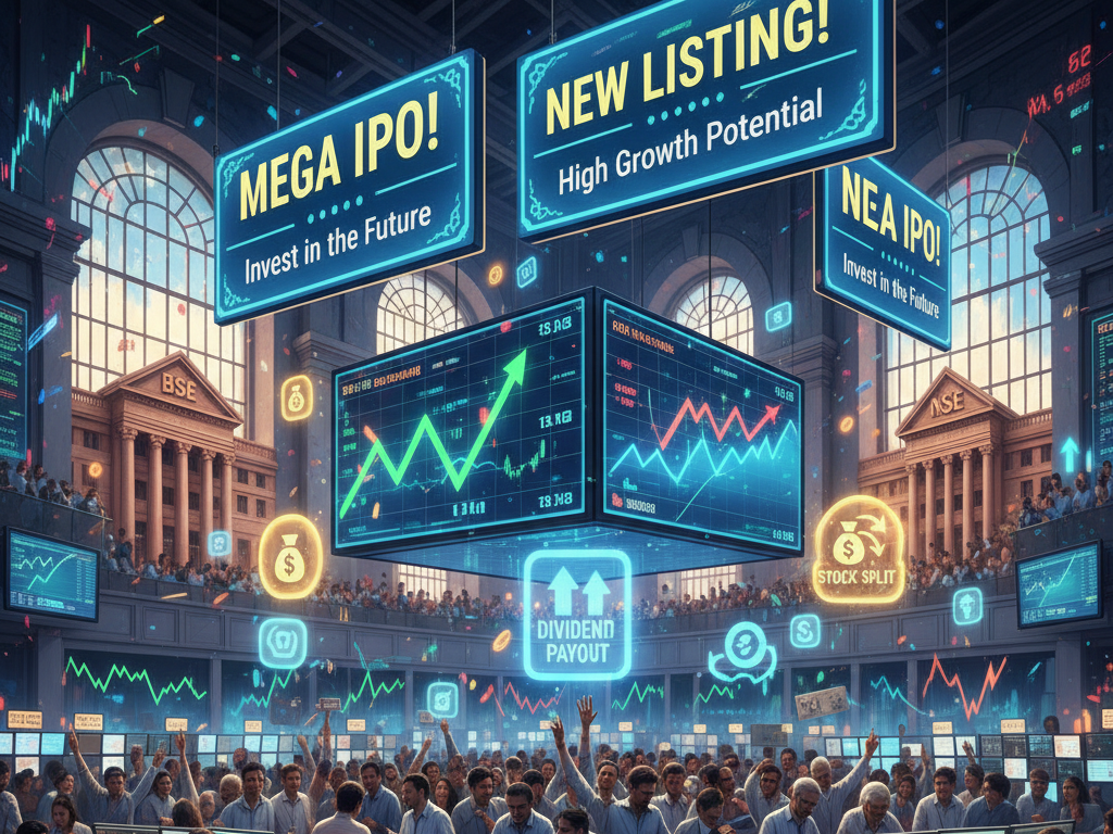Indian Stock Market Sees 4 IPOs and Major Corporate Actions Next Week