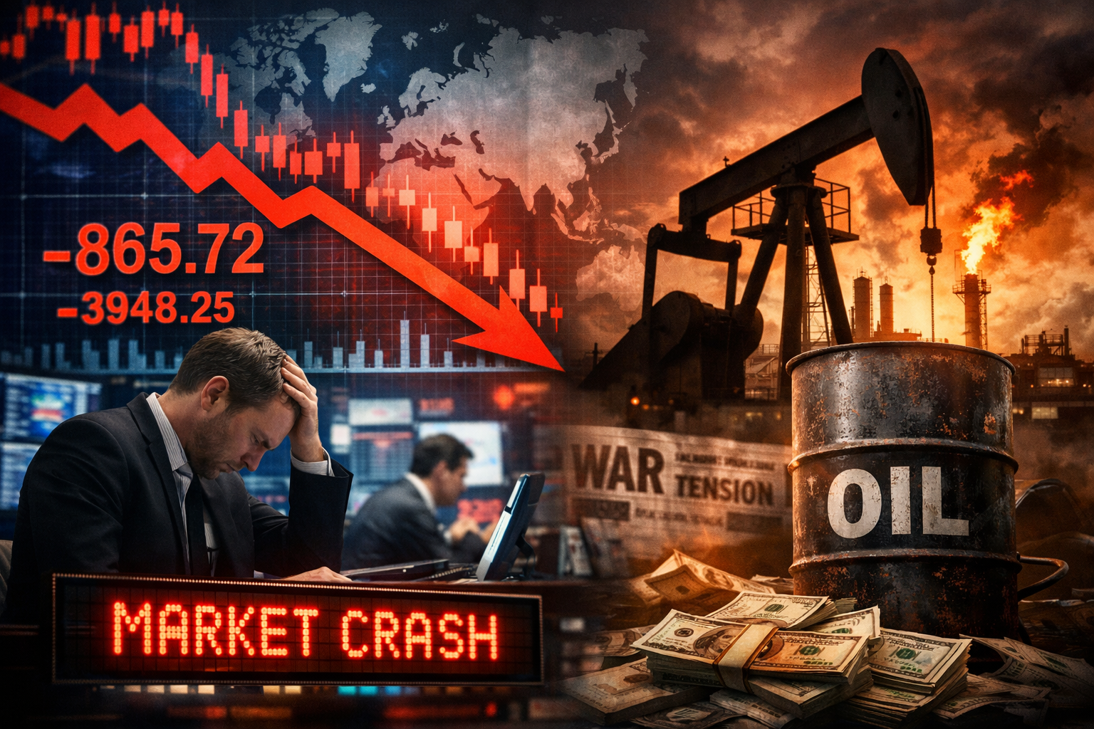 Global Markets Fall Sharply as Rising Oil Prices Shake Investor Confidence