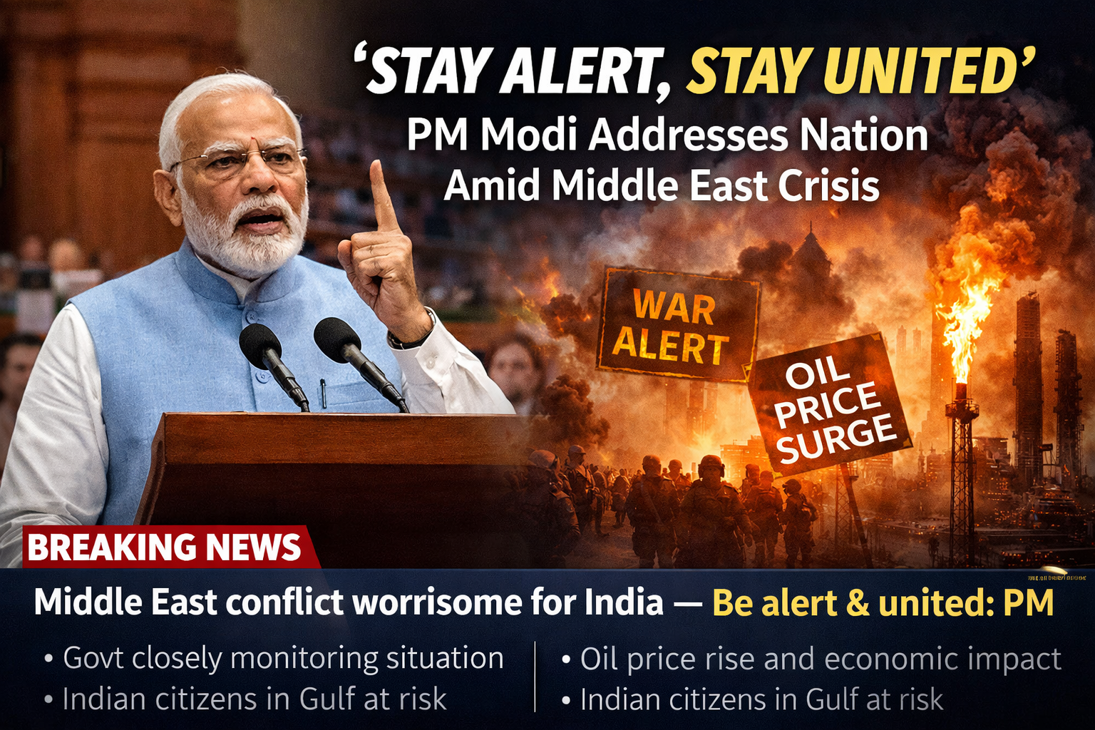 ‘Stay Alert, Stay United’: PM Modi Addresses Nation Amid Rising Middle East Tensions