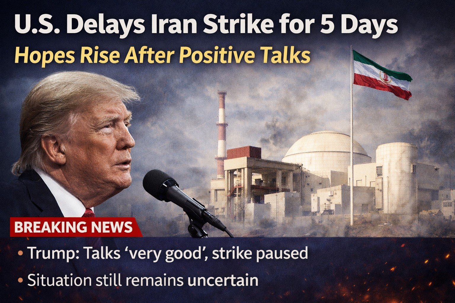 U.S. Delays Iran Strike for 5 Days, Hopes Rise After Positive Talks