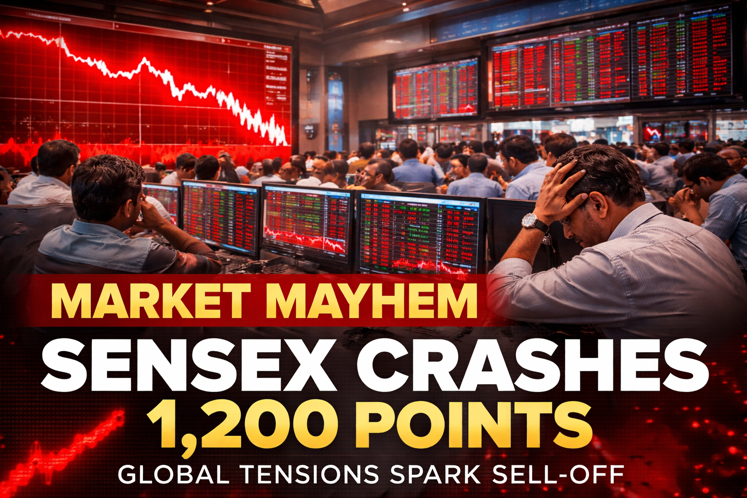 Market Mayhem: Sensex Crashes 1,200 Points, Investors Lose Big Amid Global Tensions