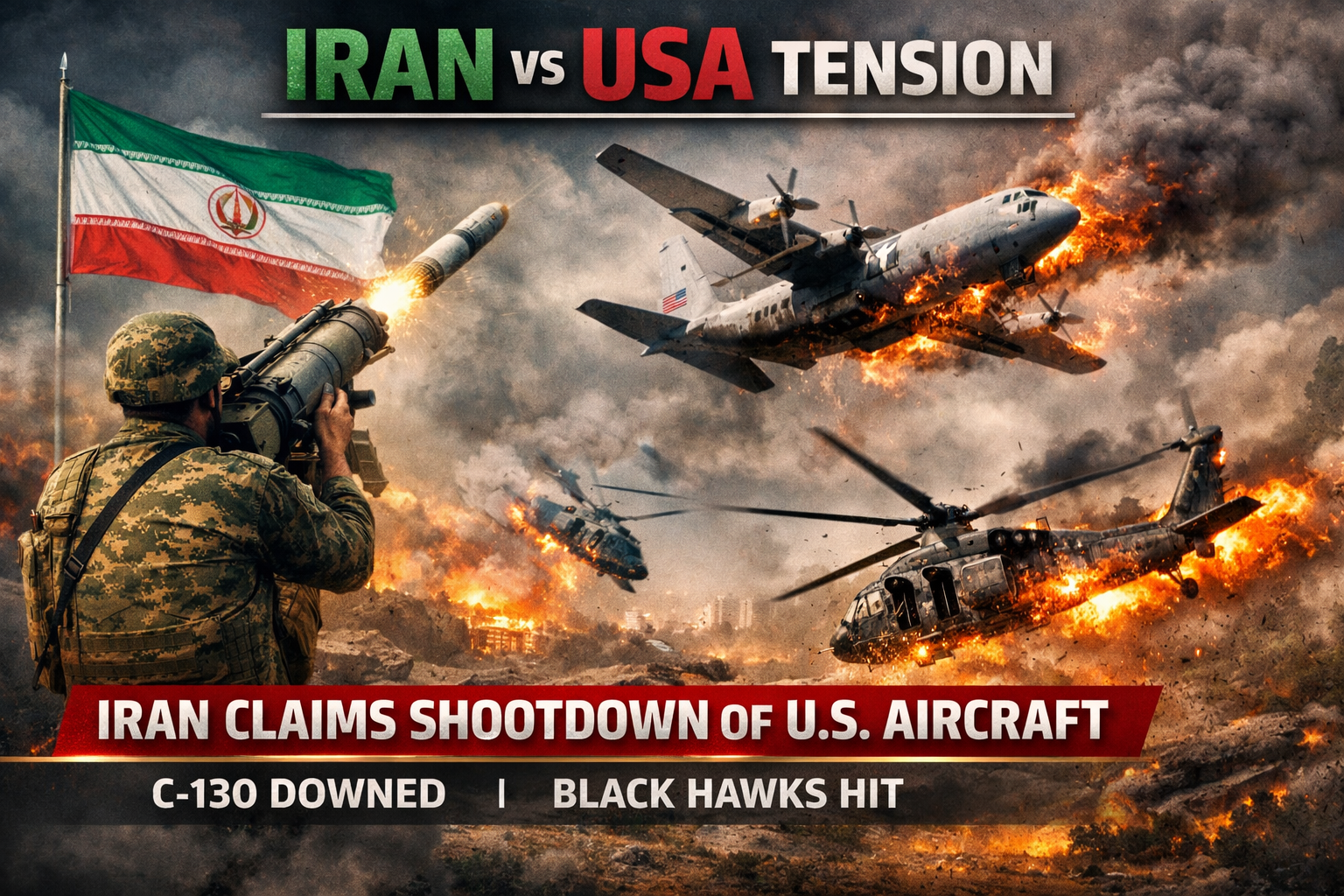 Iran Claims It Downed U.S. Aircraft During Rescue Mission, Raises Global Concerns