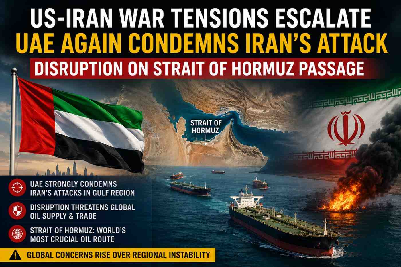 Hormuz Strait Tension Deepens as UAE Again Condemns Iran’s Actions Amid US-Iran Crisis