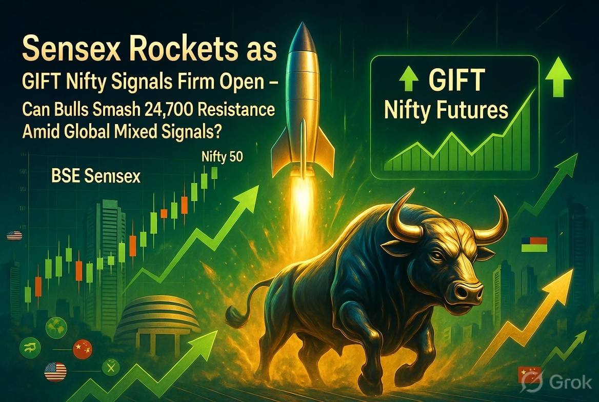 Sensex Rockets as GIFT Nifty Signals Firm Open – Can Bulls Smash 24,700 Resistance Amid Global Mixed Signals?