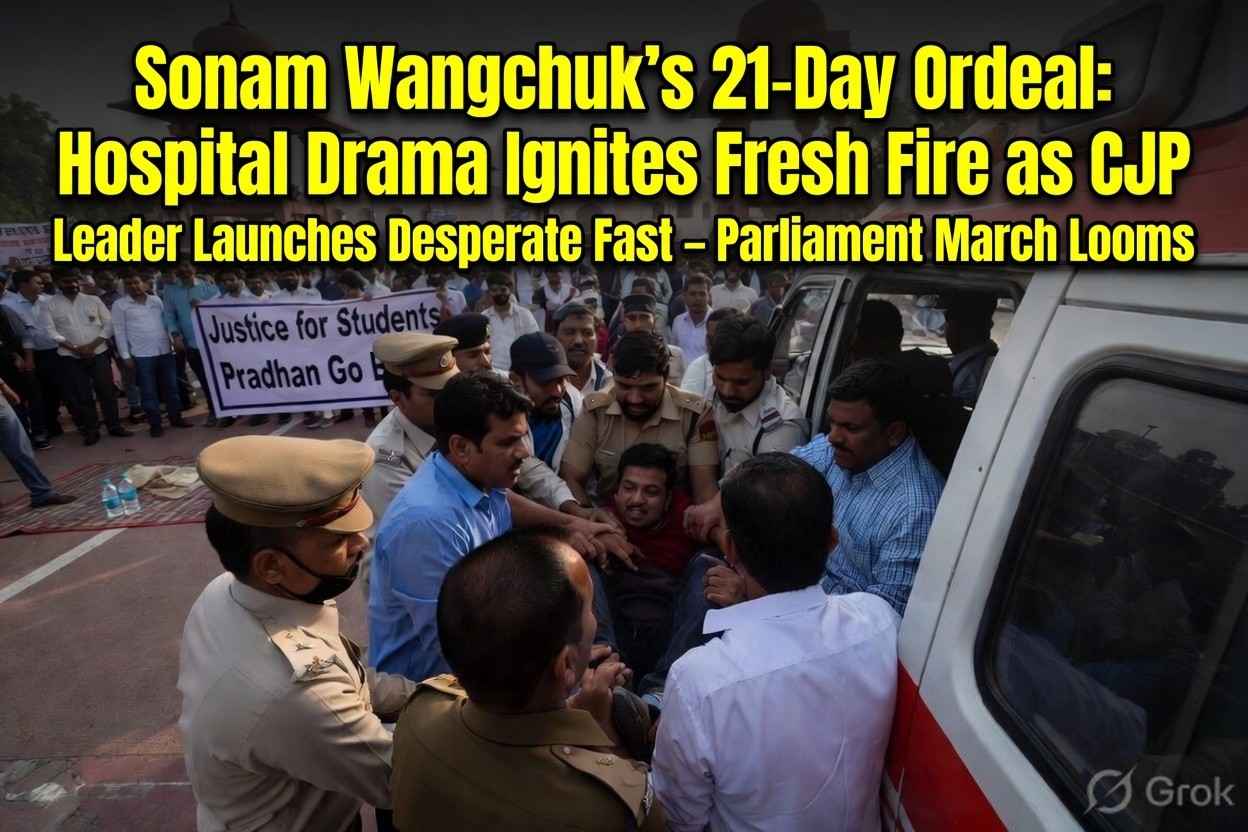 Sonam Wangchuk's 21-Day Ordeal: Hospital Drama Ignites Fresh Fire as CJP Leader Launches Desperate Fast – Parliament March Looms