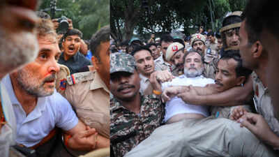 Watch: Rahul Gandhi Dragged Away, Forcibly Removed From Protest Site Near PM Residence; Pics Show Nosebleed