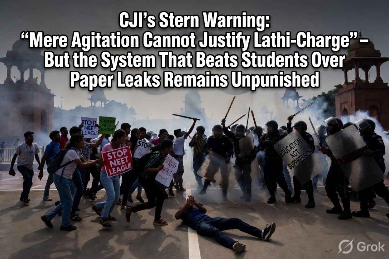 CJI’s Stern Warning: “Mere Agitation Cannot Justify Lathi-Charge” – But the System That Beats Students Over Paper Leaks Remains Unpunished