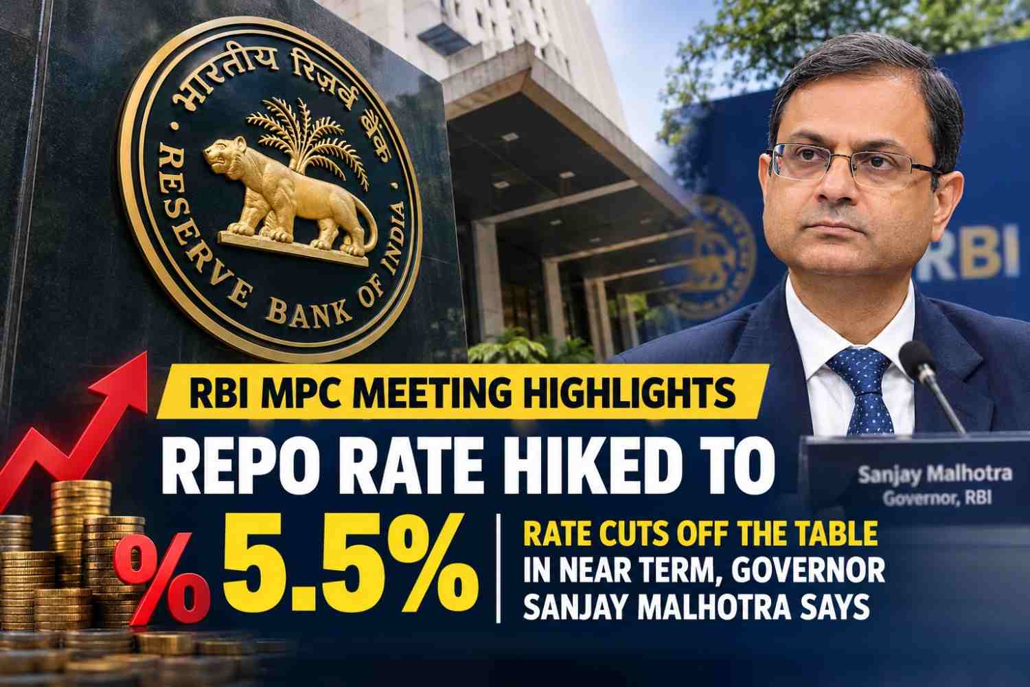 RBI MPC Meeting Highlights: Repo Rate Hiked to 5.5%; Rate Cuts Unlikely in Near Term