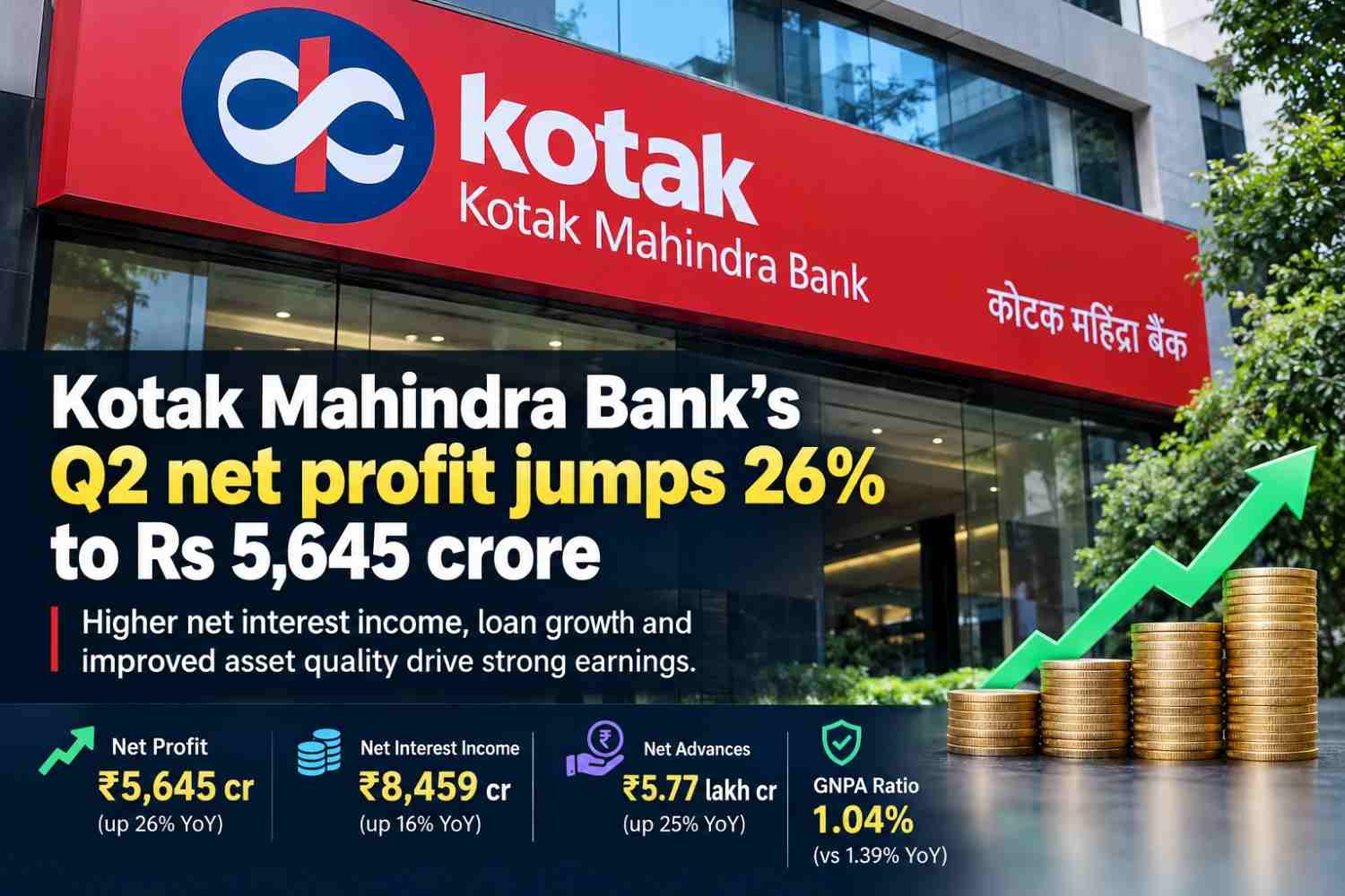 Kotak Mahindra Bank Q2 Net Profit Jumps 26% to ₹5,645 Crore as Income Rises